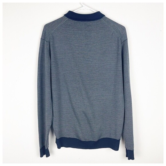 hickey freeman Pure New wool sweater Navy Blue Stripped Size Small​​​​​ - Picture 2 of 5